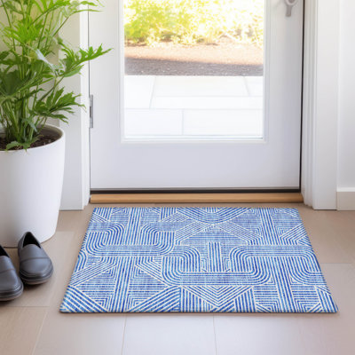 Premium Machine Washable Prisco Blue Rug