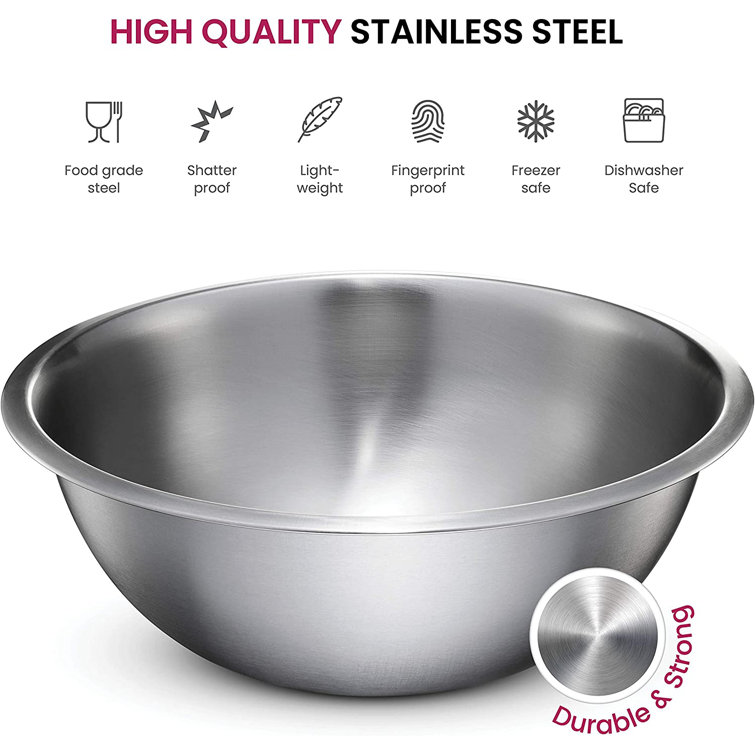 Joytable Stainless Steel Mixing Bowls Set, 14pc Nesting Mixing Bowls for Baking with Measuring Cup Set, Silver