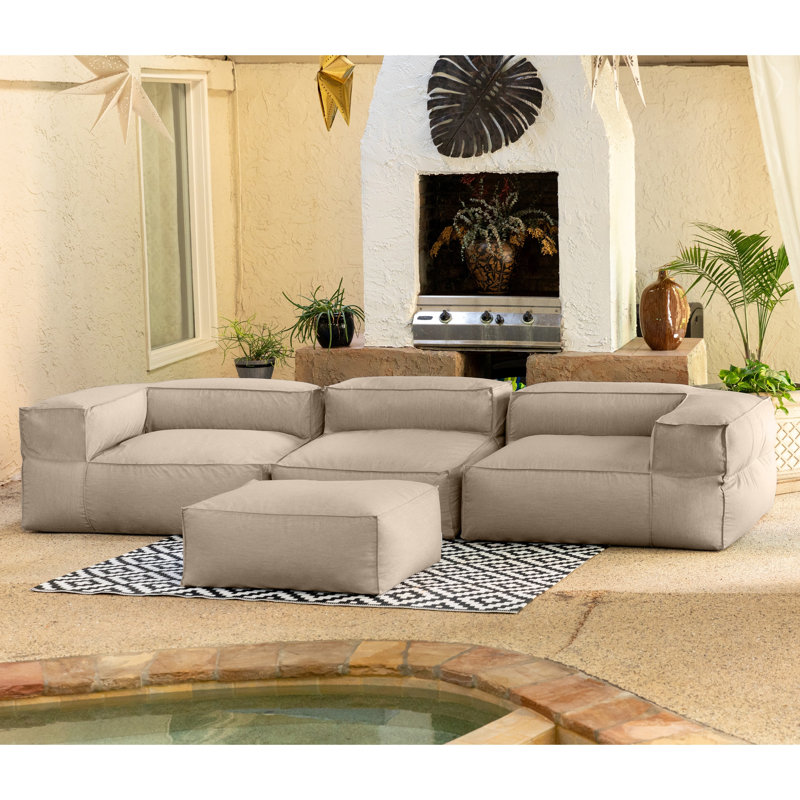 Maretta 136'' Wide U-Shaped Patio Sofa, Ash