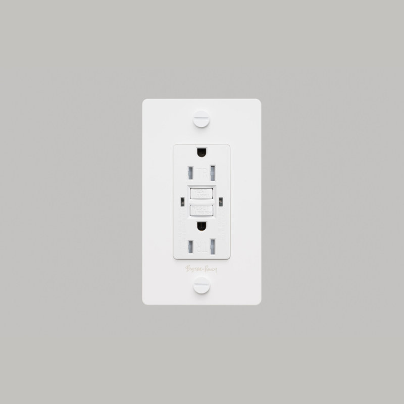 1G Duplex GFCI Outlet / With Logo, White