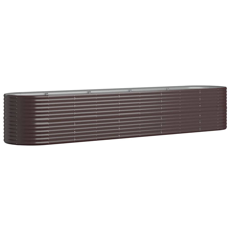 Garden Raised Bed Powder-coated Steel, Brown, 26.77" H x 144.88" W x 31.50" D
