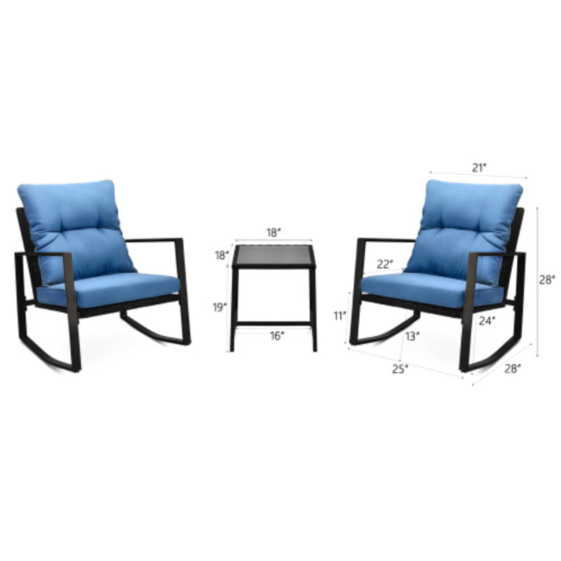 Outdoor Rocking Chair Bistro Set Ideal For Yard Brunch & Poolside Friend Relaxation Moments