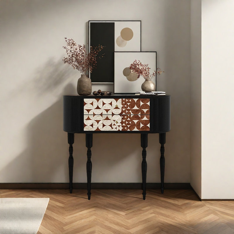 Console rétro avec 2 tiroirs, H 35,43 po x l 39,37 po x P 11,81 po