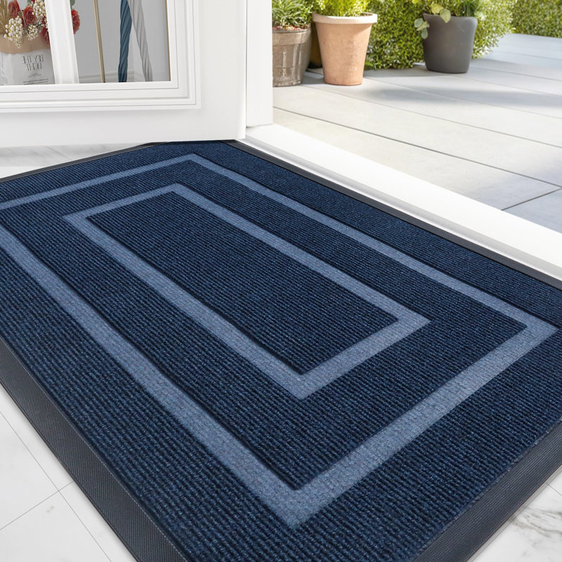 Paillasson intérieur / extérieur Clarance, L 24 po x L 35 po, Bleu marine