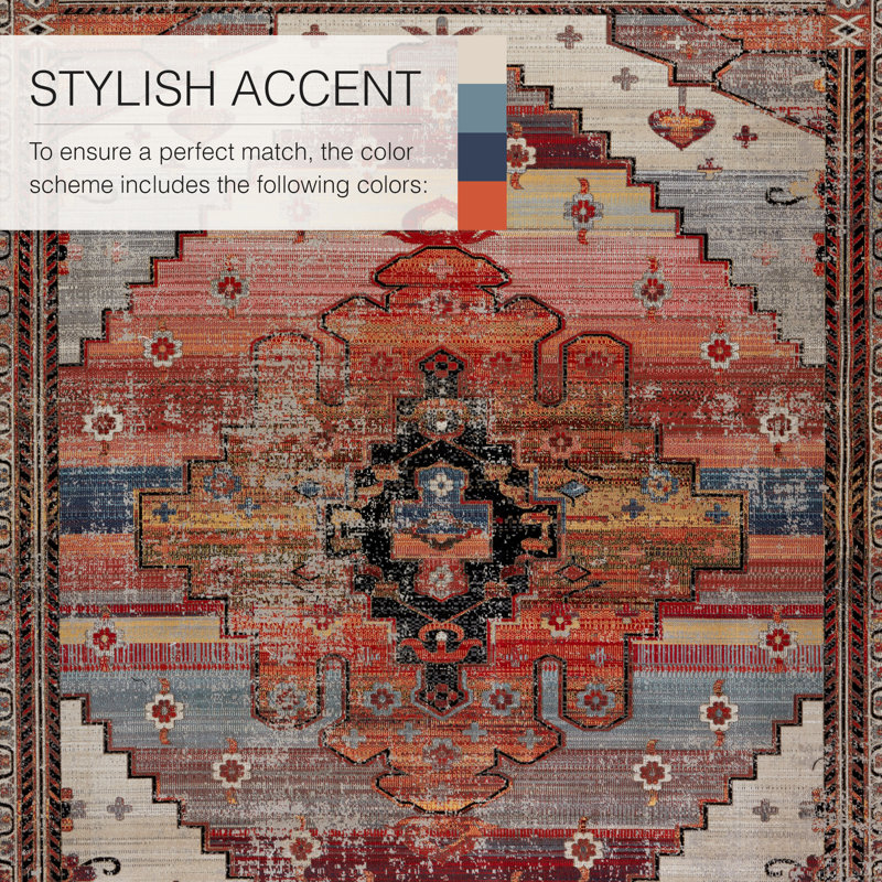 Azriel Orange Synthetic Medallion 2' x 3' Area Rug