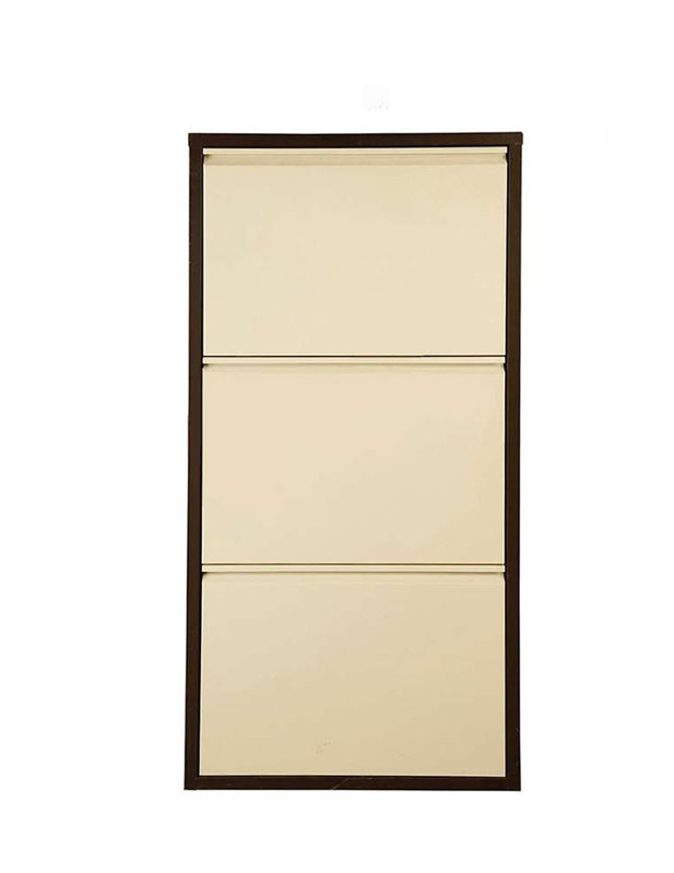 Range-chaussures moderne, capacité de 6 paires, 19,7 x 40,9 x 5,9 pouces | 100% tôle, finition brune et crème | Fixation murale, aucun assemblage requis, idéal pour l'extérieur | Solution de rangement élégante et fonctionnelle