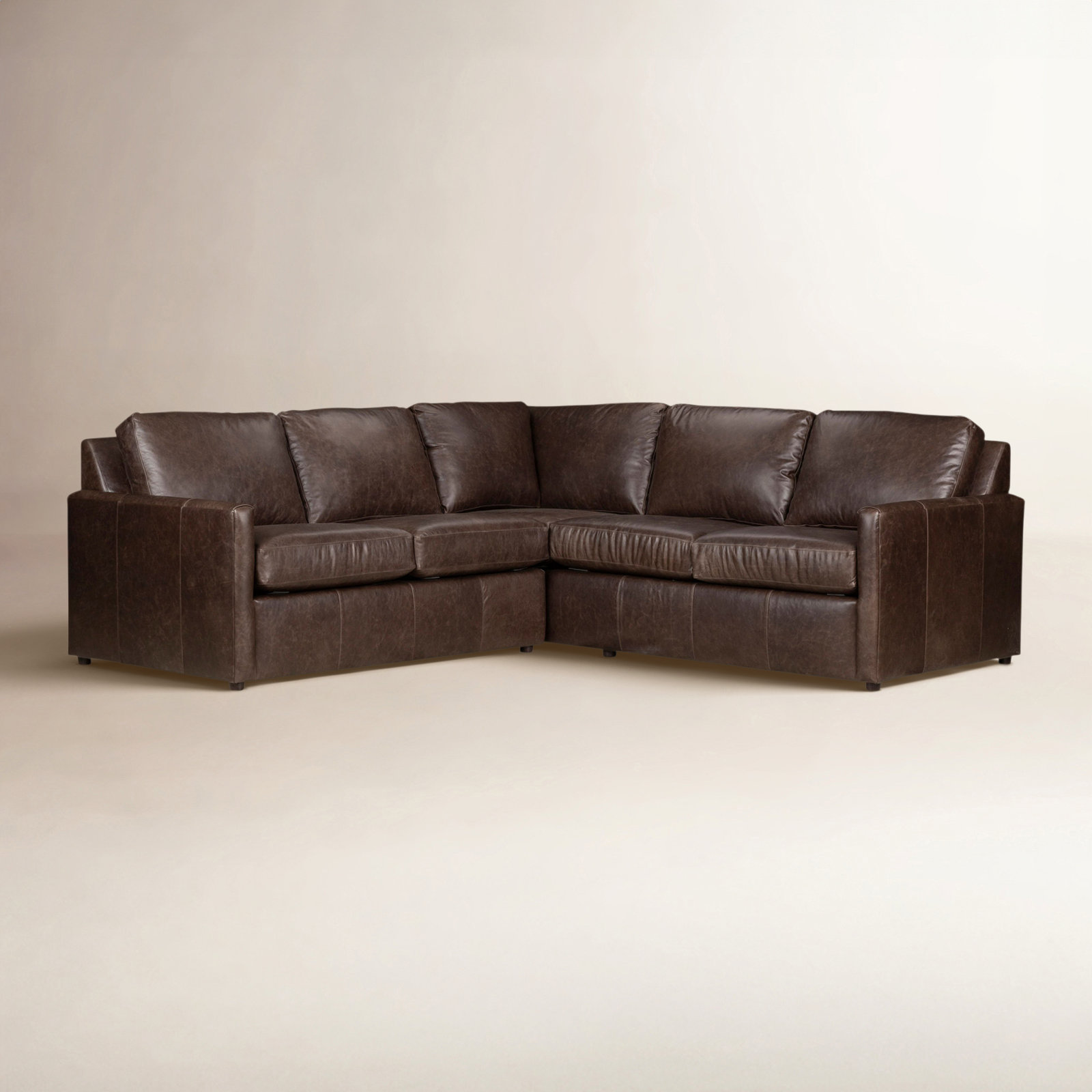 Genuine Leather Sectional, Bistro Rustic Genuine Leather
