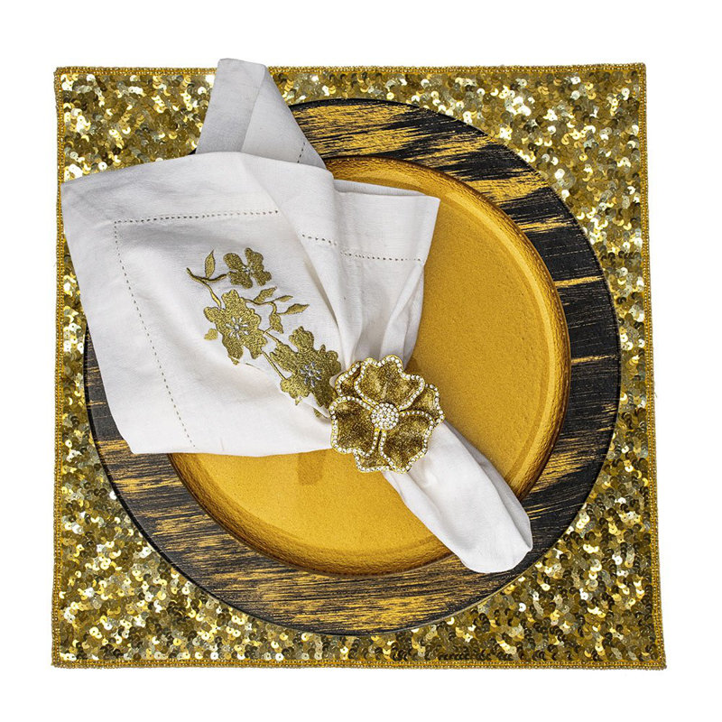 Gold Sequence Square Placemat