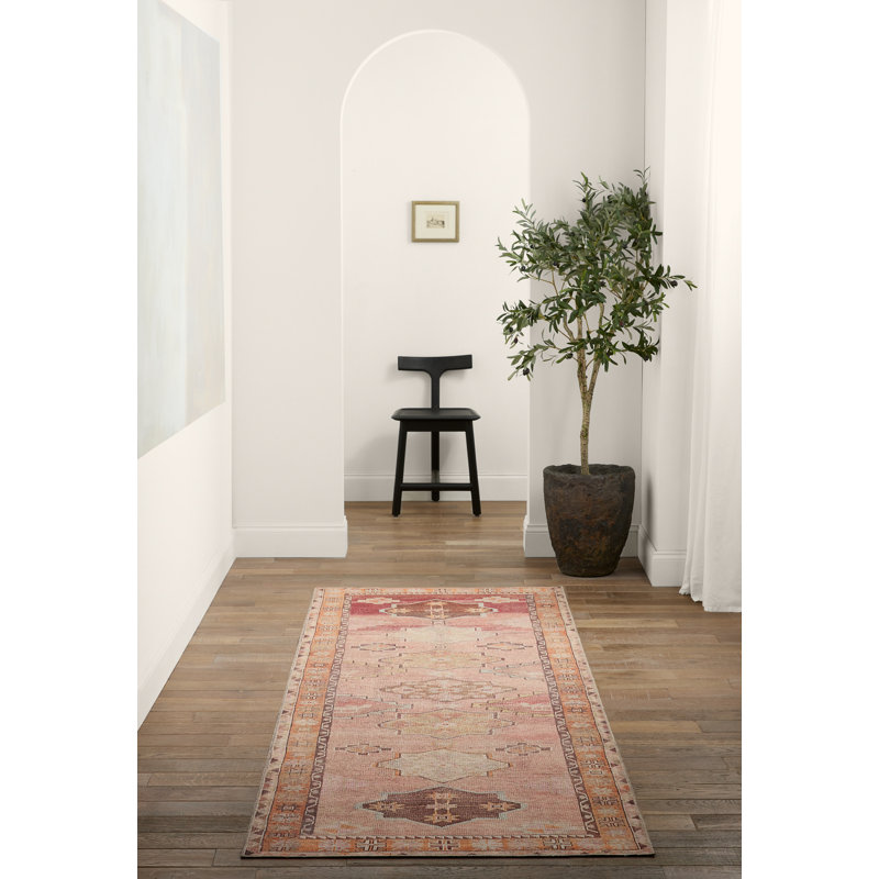 Debary Machine Washable Performance Orange/Pink/Brown Rug, Runner 3' x 12'