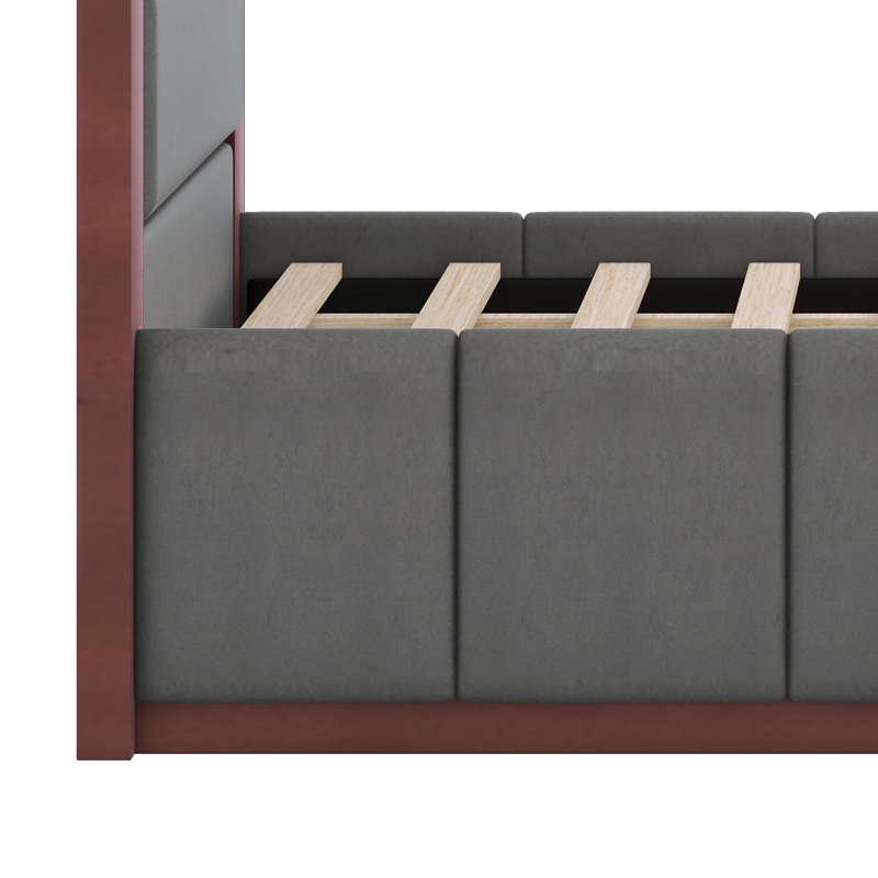 Base de lit tapissier moderne avec tête de lit allongée Modern, Gris