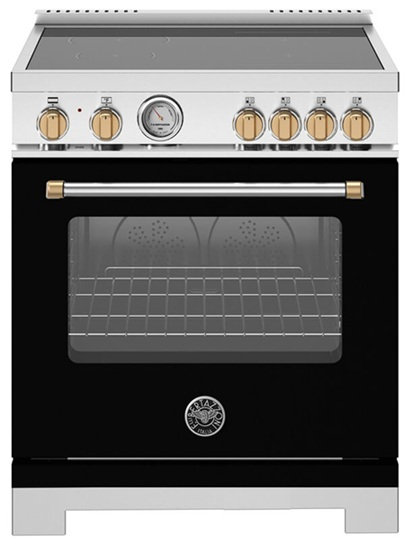 Master Series range 30 In Induction MATTE BLACK gold knobs and handle finials