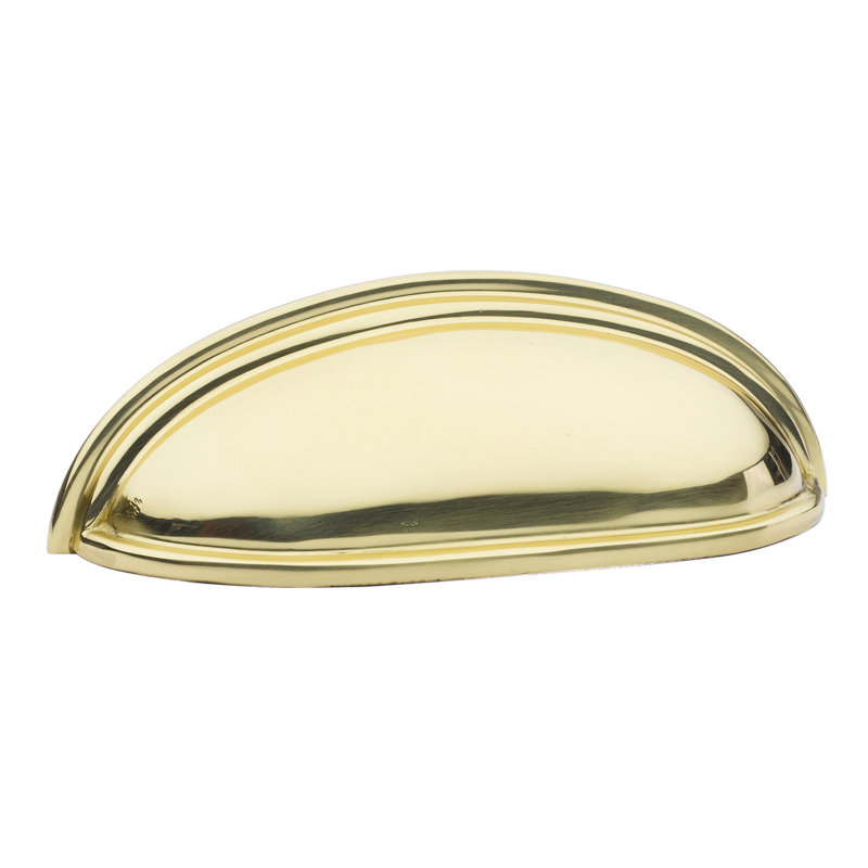 3" Center to Center Cup/Bin Pull, Polished Brass, 3"