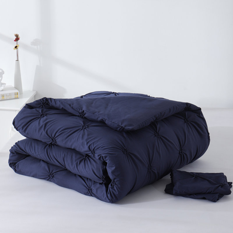 Suniya Pintuck Pinch Pleat Comforter Set, King Comforter + 2 King Shams, Blue