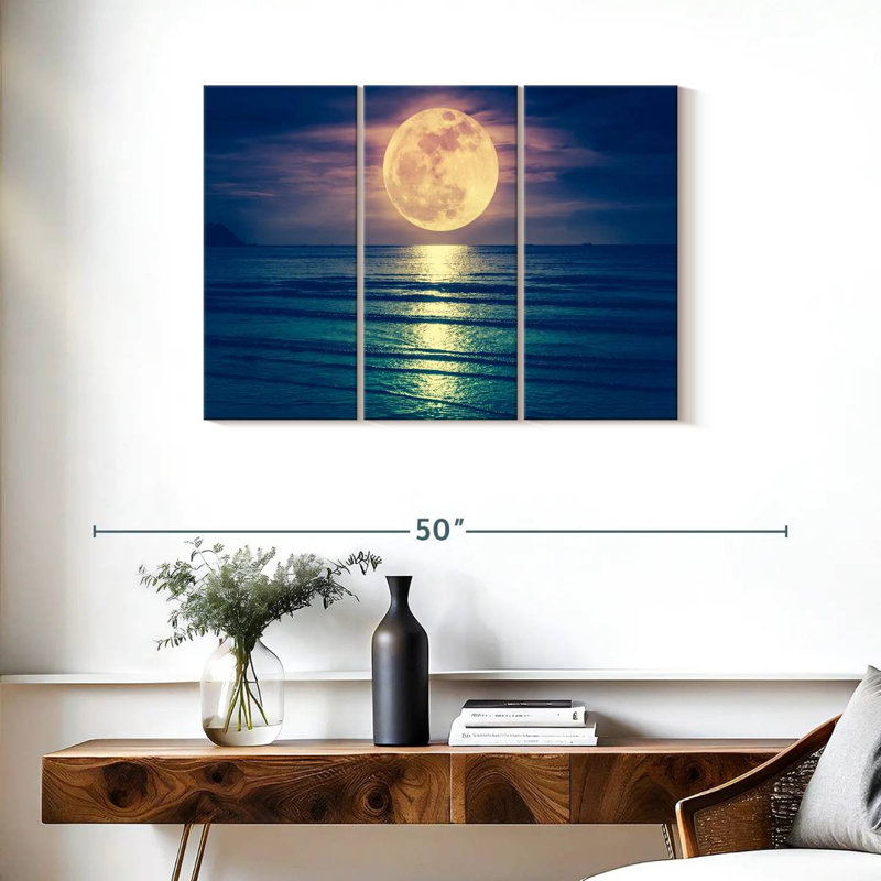 «Lune jaune» 3 pièces, H 24 po x l 38 po x P 1,25 po