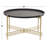Metal Tray Top Black Coffee Table with Gold X-Shaped Base