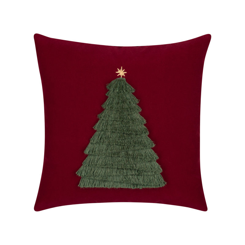 Fraser Fir Ruby Square Indoor/Outdoor Pillow Cover & Insert, Red, Square 20"