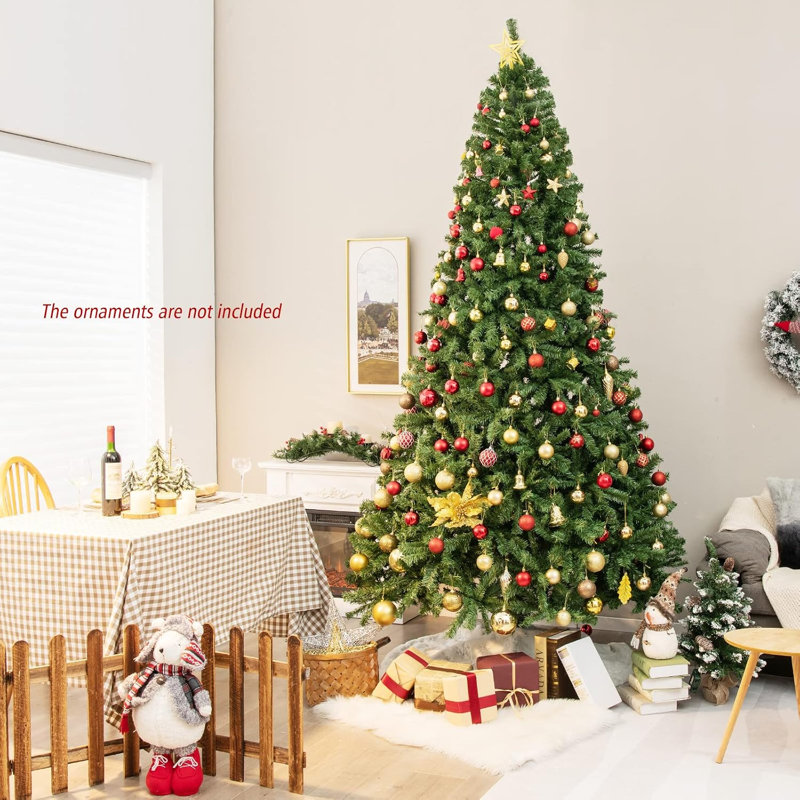 Sapin de Noël artificiel non illuminé de 1,80 m avec 1 000 extrémités de branches en PVC et support métallique pliable