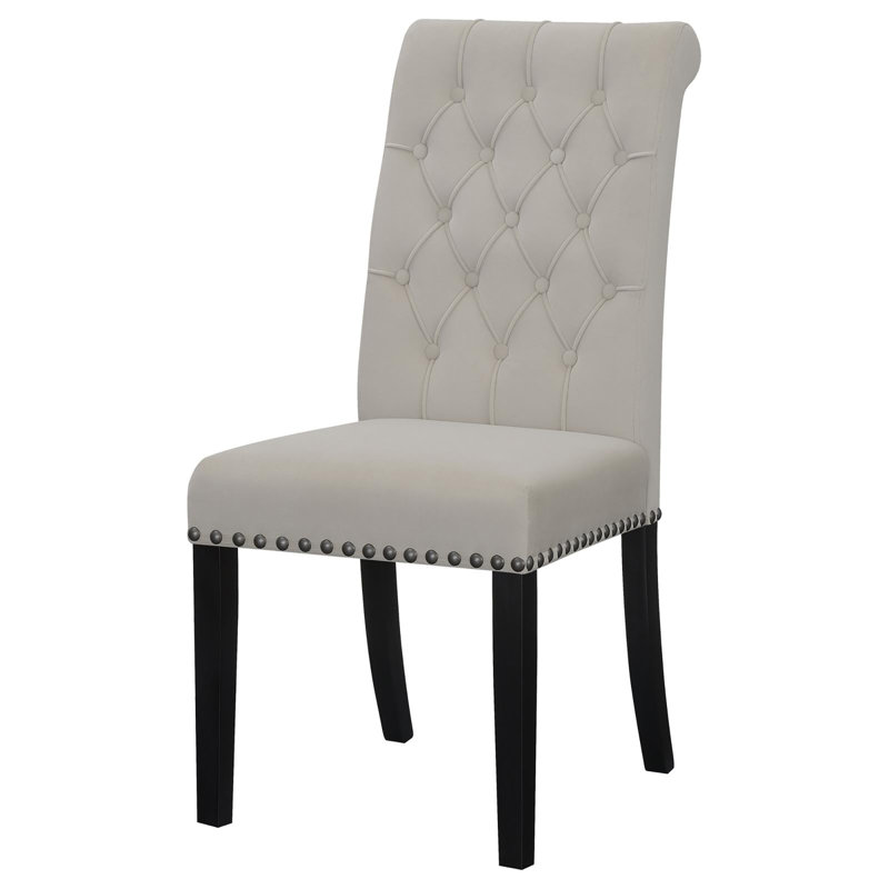 Ensemble de 2 chaises d'appoint capitonnées sable et rustique espresso, Gris