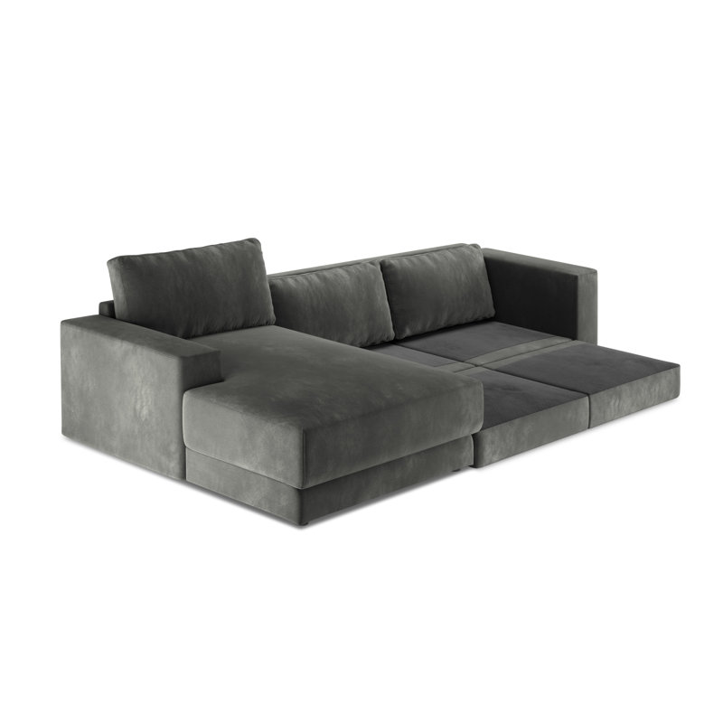 Donatella 6 Seater Sofa Bed, Left Hand Facing, Dark Grey Velvet