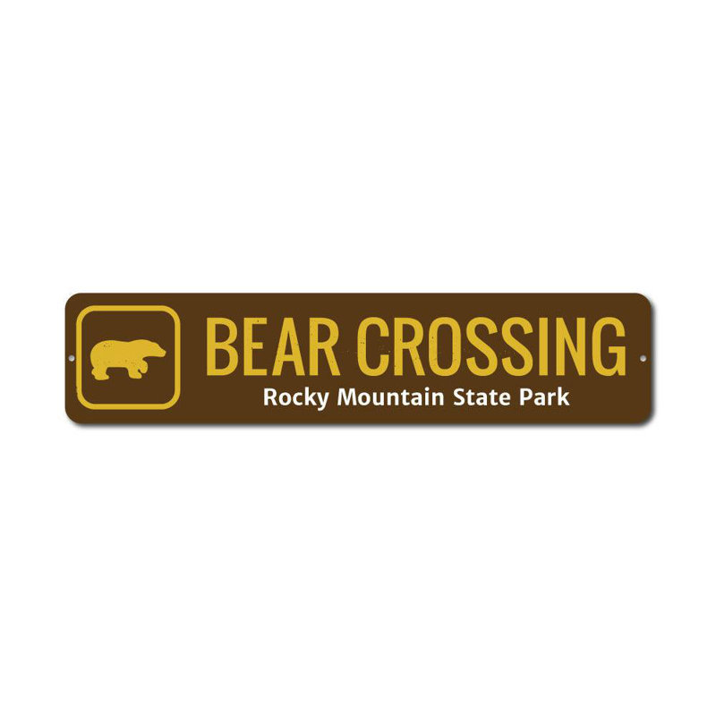 Panneau en aluminium personnalisé Bear Crossing Trail, H 4 po x l 18 po x P 0,04 po