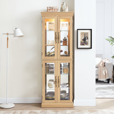 + Glass Lighted - Oak Exquisite Cabinet For