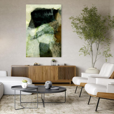 Art contemporain contemporain, paysage géométrique abstrait cheval, forêt