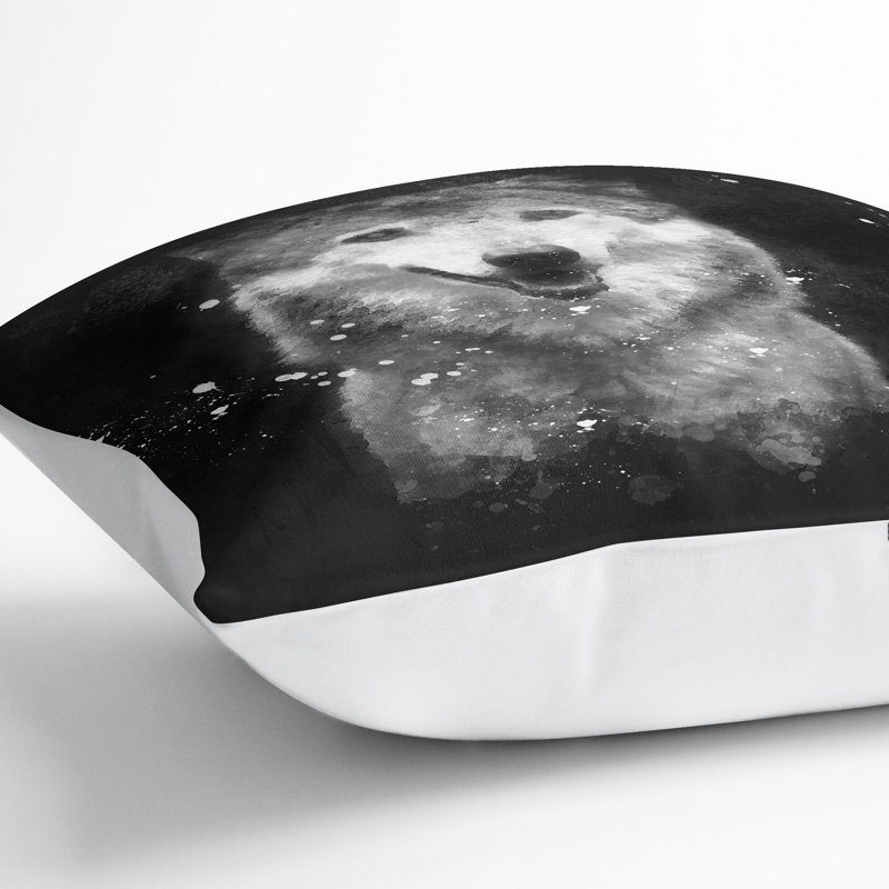Wolf Portrait Cushion with Filling, 40cm H x 40cm W x 15cm D, White
