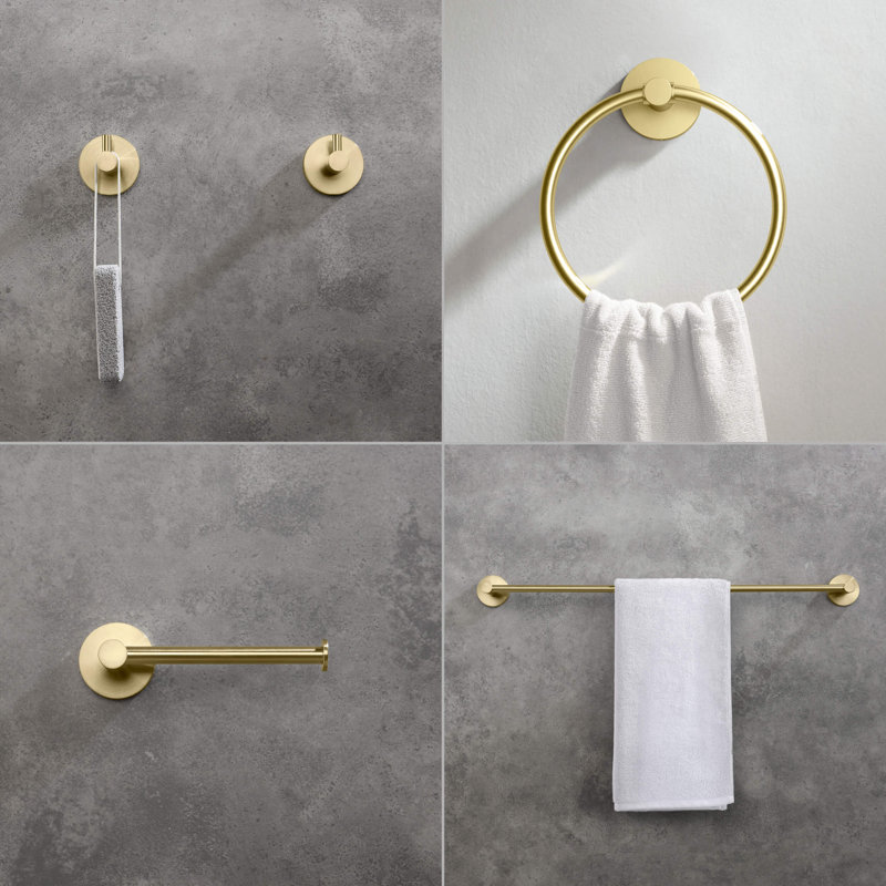 Ensemble de quincaillerie de salle de bain 5 pièces, Or brossé