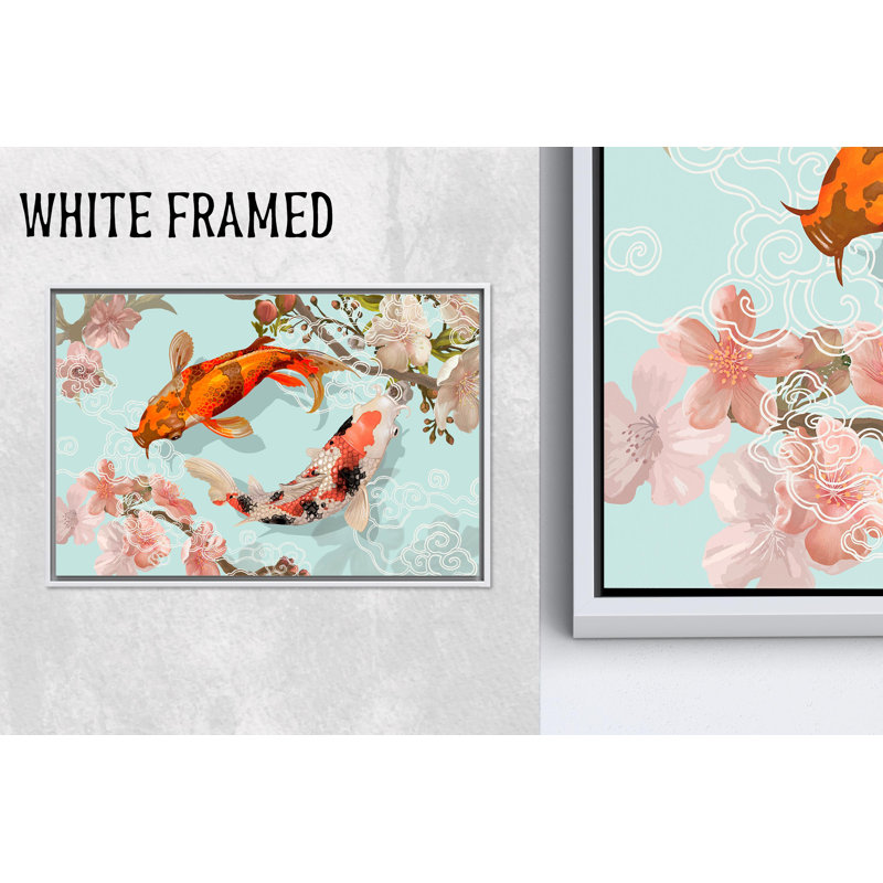 Toile imprimée: art mural japonais en verre de poisson Koi - décor zen, 1P, 31,6 po H x 43,4 po l