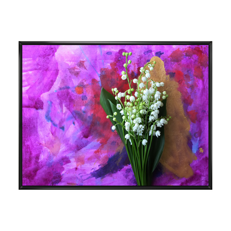 Lilies de la vallée - reproduction sur toile avec cadre flottant, H 24 po x l 36 po x P 1 po, Cadre flottant noir