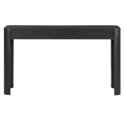Rustic Console Table With Curved Corners For Safety, Entryway Table With 3 Concealed Drawers, Sturdy Sofa Table With Thick Legs For Hallway & Living Room (Black)