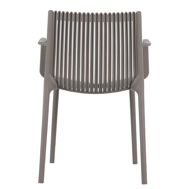 Modern 4Pcs Warm Grey Stackable Armchairs For Indoor/Outdoor, Ergonomic Design, High-Grade Pp, -, , Lightweight, , No Assembly, Great Pop-Up Social Events Grey, 4Pcs, Plastic Armchairs, All-Weather