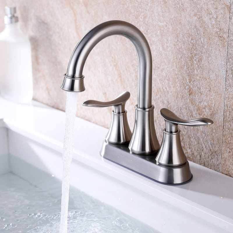 Robinet de salle de bain à ensemble central avec bonde, Nickel brossé