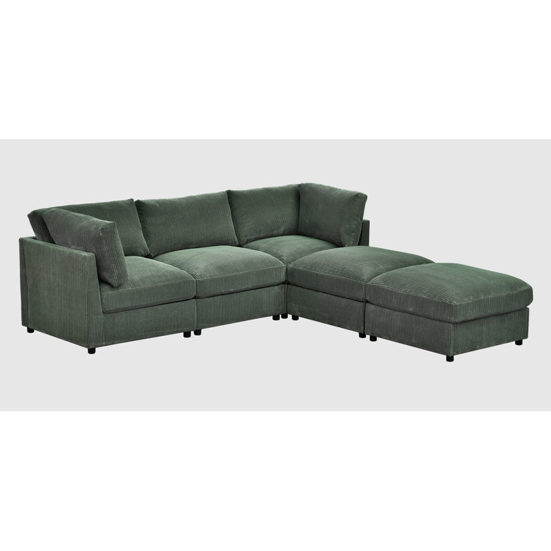 Foxbridge Sectional, Hunter Green Corduroy