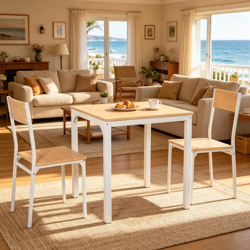 Ensemble de table et de conversation pour appartement, ensemble de table de cuisine et de chaise, ensemble de mobilier de table à manger 3 pièces (seulement 1 table et 2 chaises)