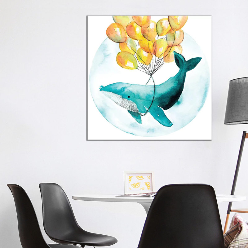 Magic Whale I - Wrapped Canvas Painting, 93.98 cm H x 93.98 cm W x 1.91 cm D