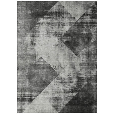 HomeRoots 9' X 12' Gray Geometric Washable Indoor Outdoor Area Rug