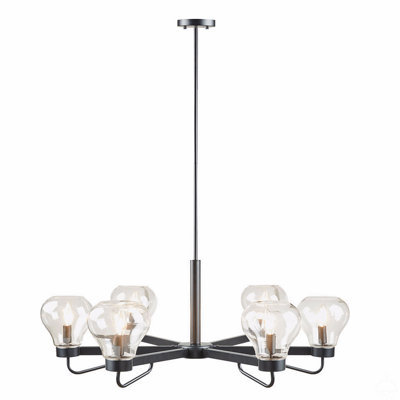 6-Light Chandelier With Bowl Shaped Glass Shades