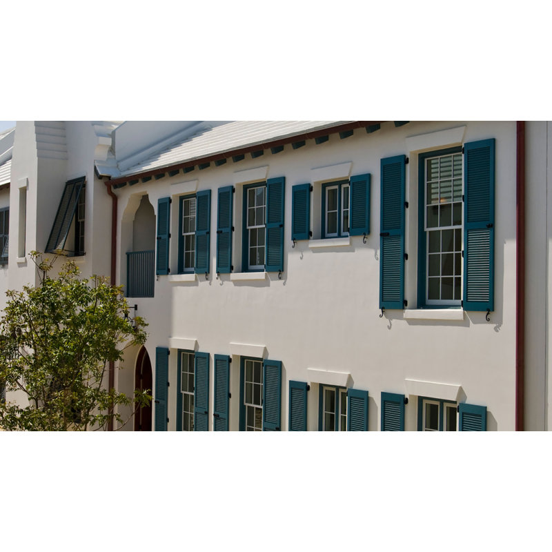 Paires de volets de colonial à persiennes architecturale meneau Atlantic, Bleu haute mer, 18 po, 63 po