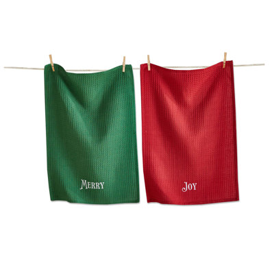 Merry & Joy Christmas Dishtowel Set  Multicolor Cotton Kitchen Towels, Machine Washable.