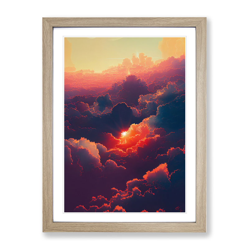 Cloudy Sunset No.2 - Framed Print, 46cm H x 34cm W x 2cm D, Oak