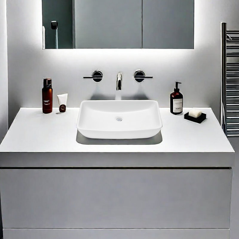 APRESSHUI 15'' Ceramic Rectangular Bathroom Sink