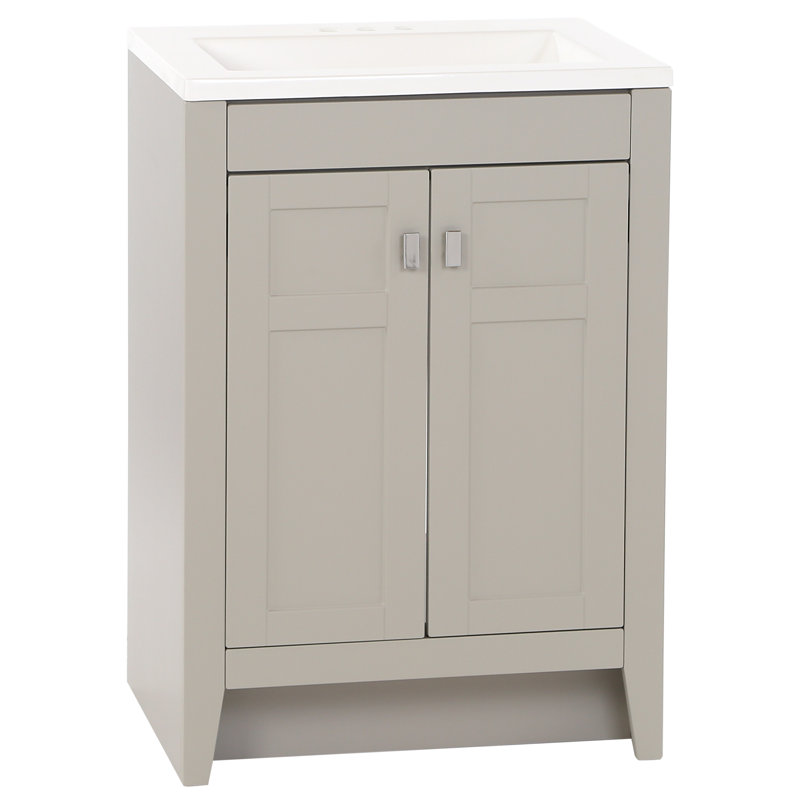 24.5" Single Bathroom Vanity With Cultured Marble Top, Gray