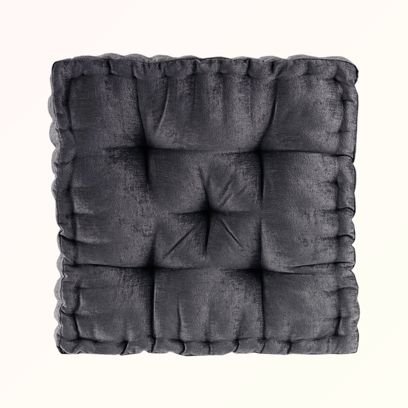 Coussin de sol carré en poly chenille, Noir