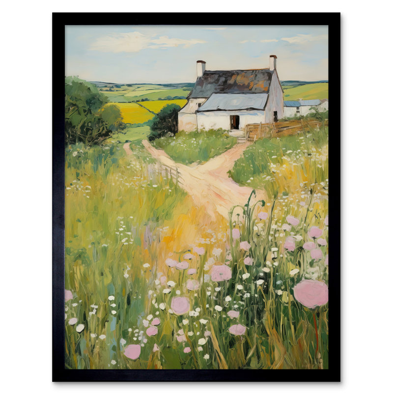 Country Farmhouse Cottage Scene Traditional Landscape - Single Picture Frame Print