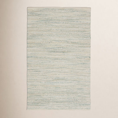 Ian White Gray Teal Striped Flatweave Rug