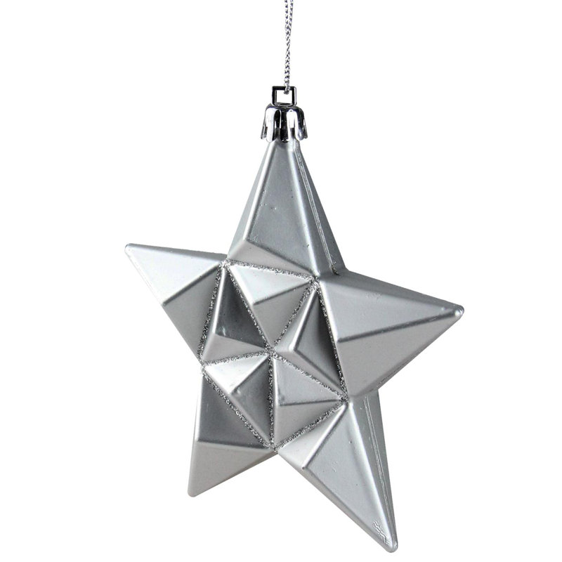 Glittered Star Shatterproof Christmas Ornament, Silver Splendour