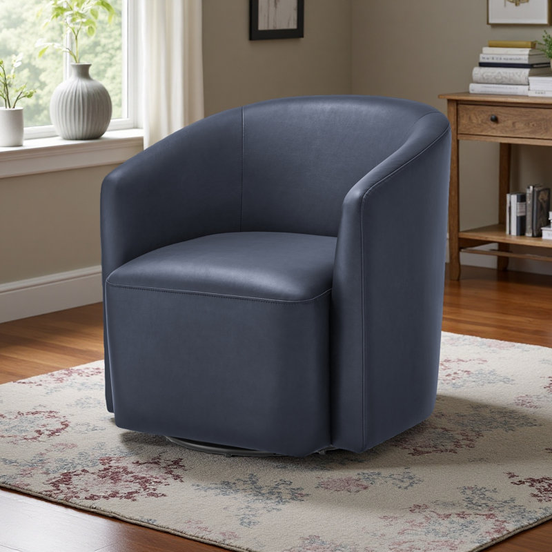 Fauteuil demi-tonneau pivotant en similicuir, Bleu