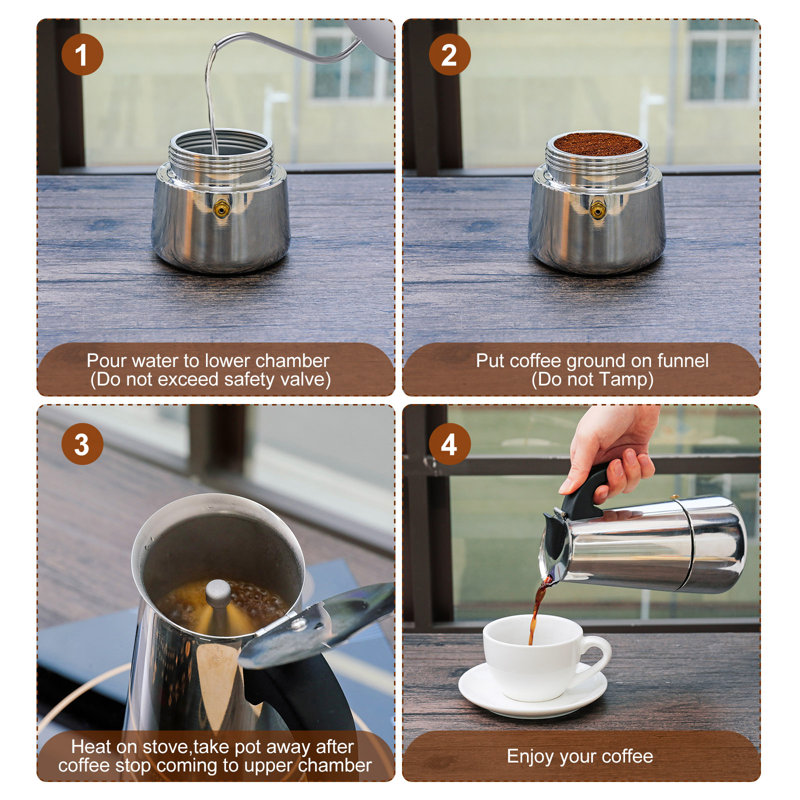 Percolateur à moka italien en acier inoxydable 300 ml / 10 oz / 6 tasses
