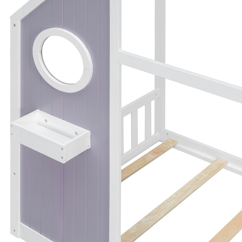 Lit maison avec glissade, bande lumineuse en forme de boule, lit plateforme en bois avec panneau avant, meubles de chambre amusants